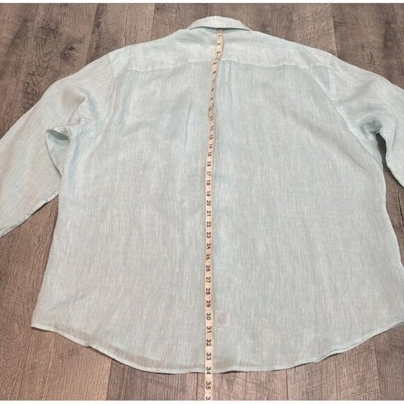 Peter Millar Linen Shirt Mens 2XL Green Crown Cool Button Up Coastal Lightweight - Picture 8 of 10